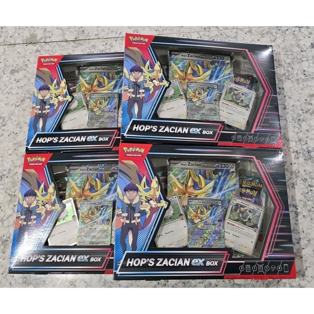 TCG Pokémon Hop's Zacian Ex Box Factory Sealed Lot Of 4